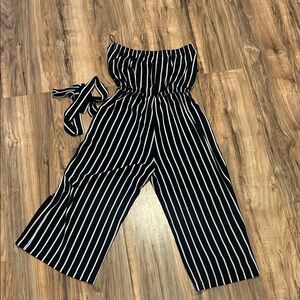 Ambiance Black and White Striped Jumpsuit